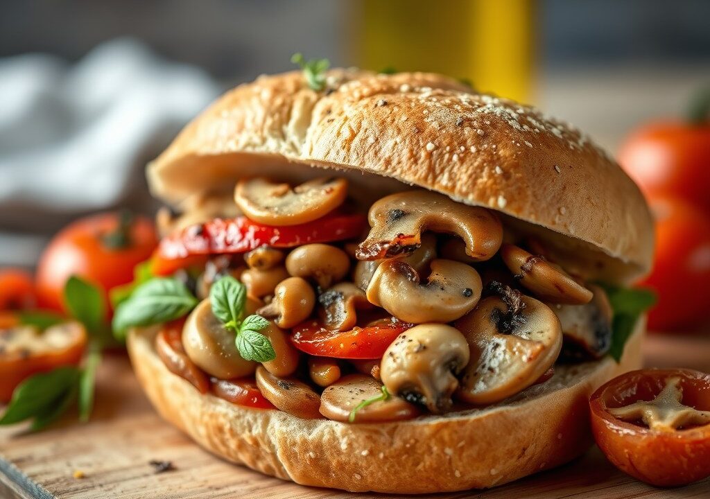 Panino con funghi — AI-gegenereerde illustratie