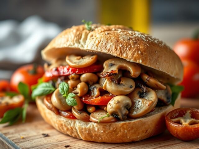 Panino con funghi — AI-gegenereerde illustratie