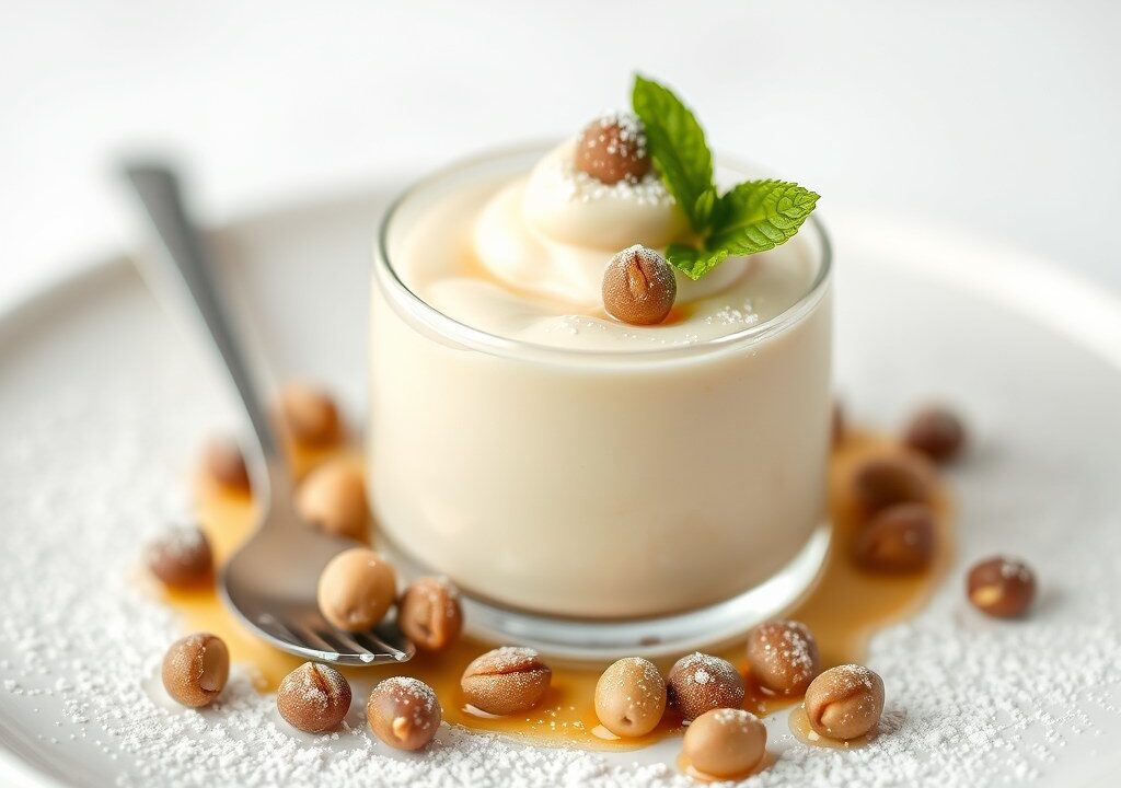 Panna cotta met koffie — AI-gegenereerde illustratie