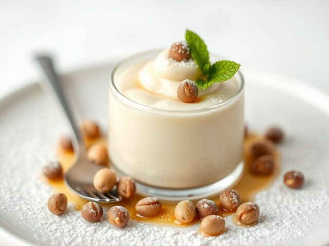 Panna cotta met koffie — AI-gegenereerde illustratie