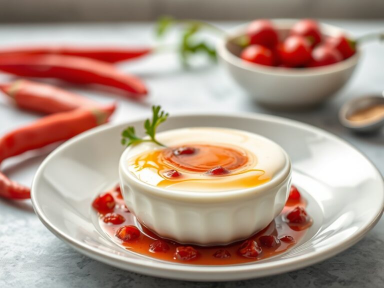Panna cotta met rabarber — AI-gegenereerde illustratie