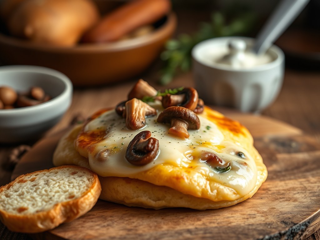 Pannenkoek met garnaaltjes, AI-gegenereerde illustratie