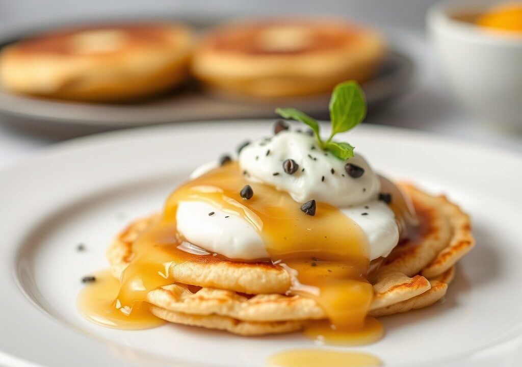 Pannenkoeken met Vanille-Ricotta en Sinasstroop — AI-gegenereerde illustratie