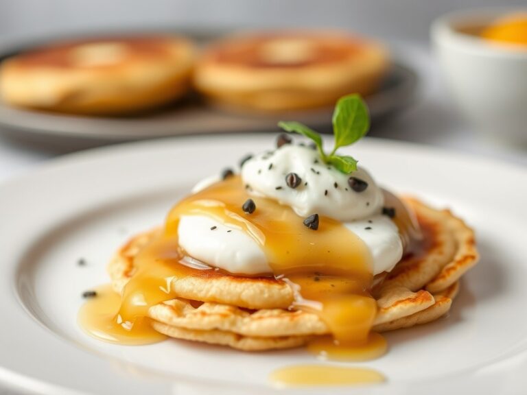 Pannenkoeken met Vanille-Ricotta en Sinasstroop — AI-gegenereerde illustratie