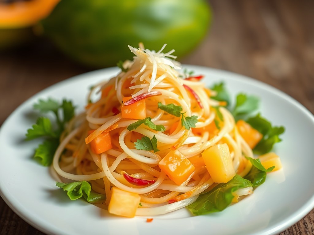 Papaya Salade, AI-gegenereerde illustratie