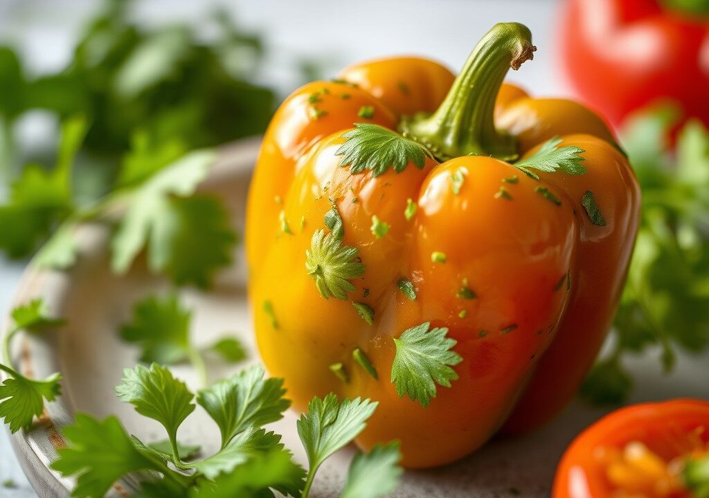 Paprika’s met koriander — AI-gegenereerde illustratie