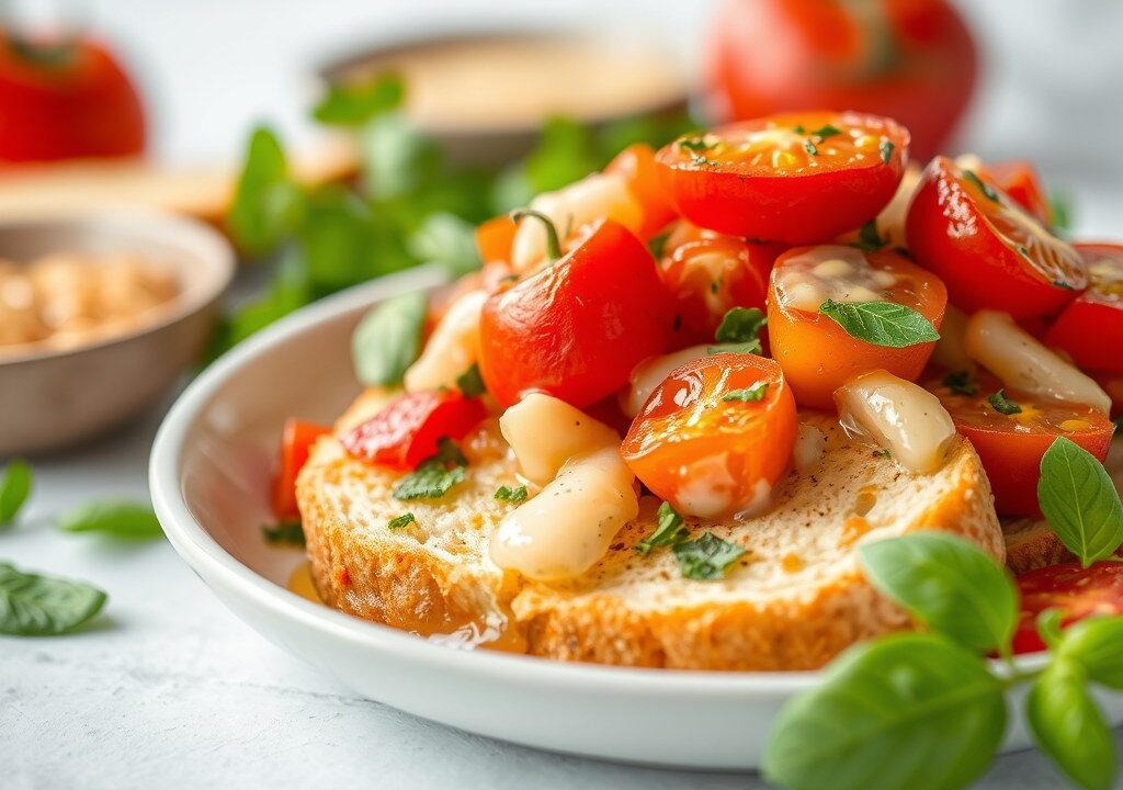Paprika-broodsalade — AI-gegenereerde illustratie