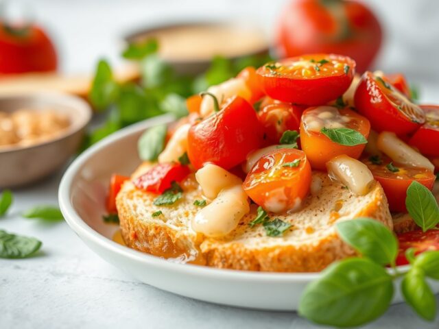 Paprika-broodsalade — AI-gegenereerde illustratie