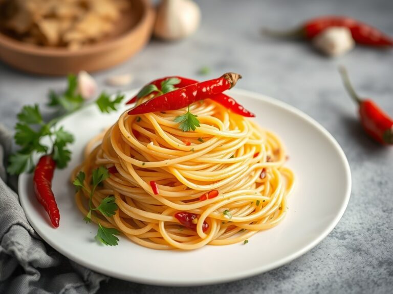 Pasta aglio, olio e peperoncino — AI-gegenereerde illustratie