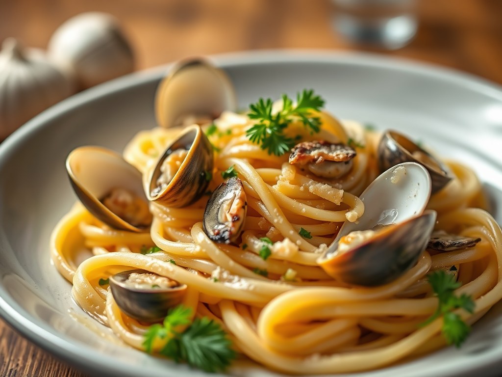 Pasta alle Vongole, AI-gegenereerde illustratie