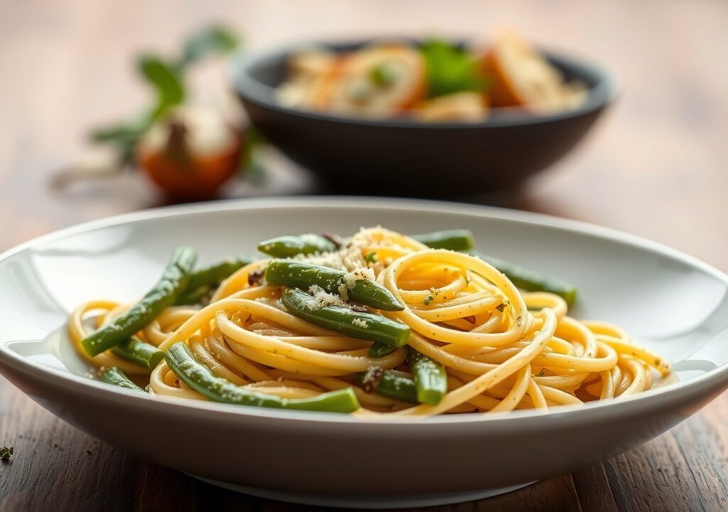 Pasta con pesto e patate, AI-gegenereerde illustratie