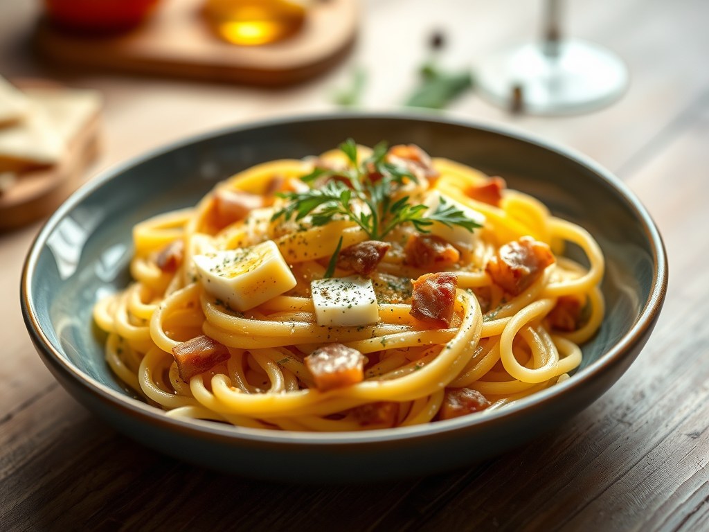 Pasta Extra-Carbonara, AI-gegenereerde illustratie