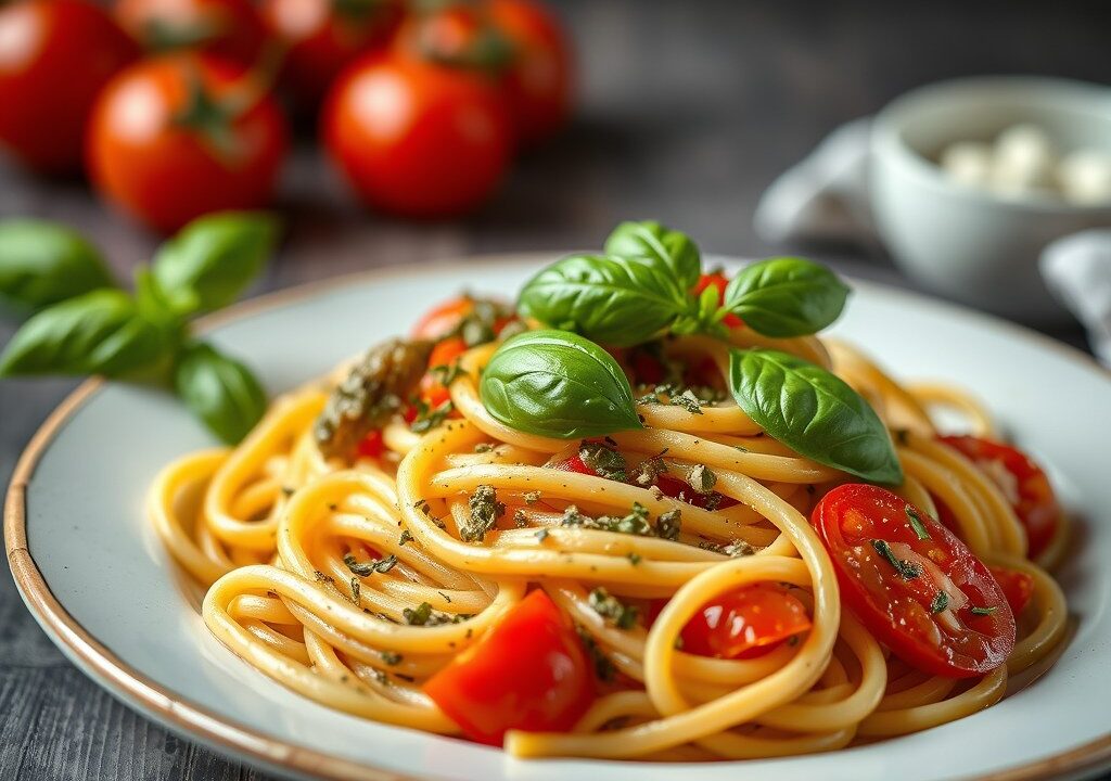 Pasta met artisjokken, AI-gegenereerde illustratie