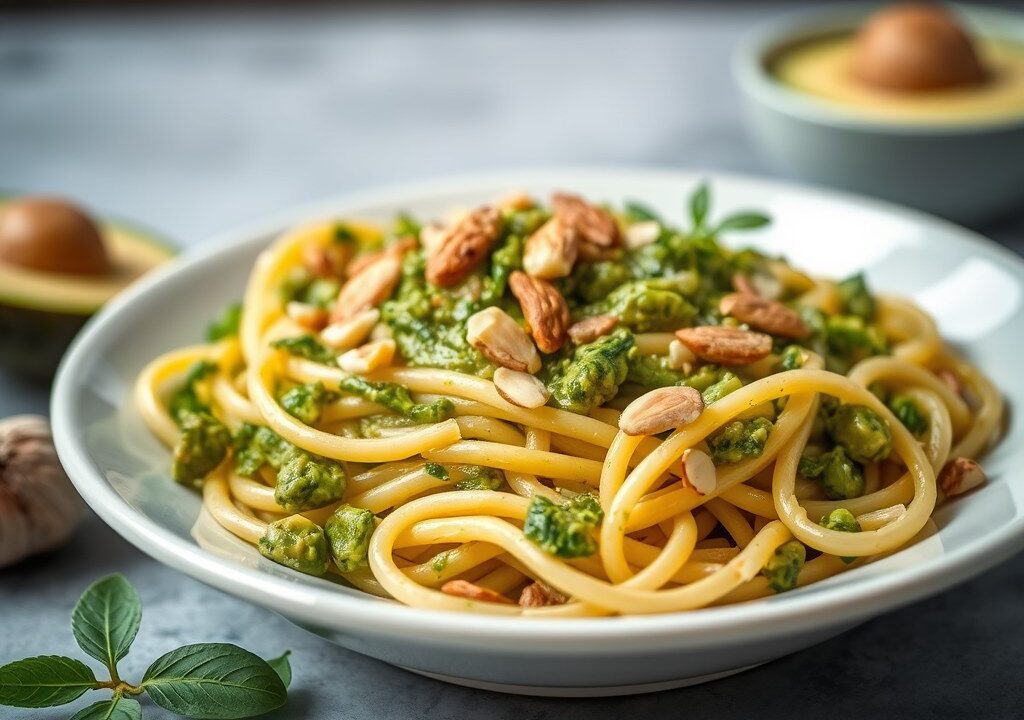 Pasta met Avocado Pesto — AI-gegenereerde illustratie