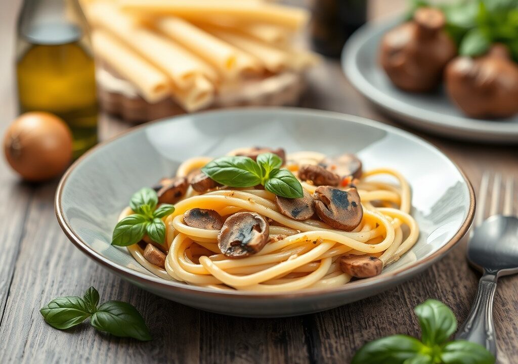 Pasta met champignons — AI-gegenereerde illustratie
