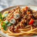 Pasta met Champignons, tomaat en gehakt
