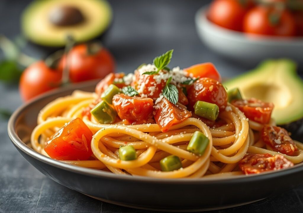 Pasta met een Avocado Saus — AI-gegenereerde illustratie