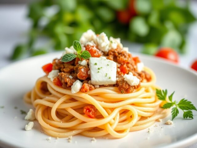 Pasta met fetakaas — AI-gegenereerde illustratie
