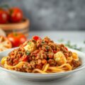 Pasta met gehakt en bloemkool