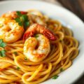Pasta met in Cajun Gemarineerde Garnalen