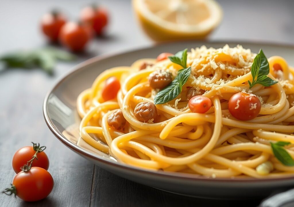 Pasta met Pittige Kreeftensaus, AI-gegenereerde illustratie