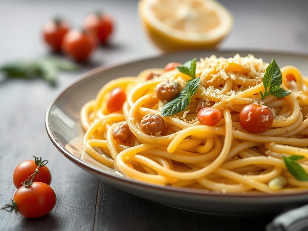 Pasta met Pittige Kreeftensaus, AI-gegenereerde illustratie