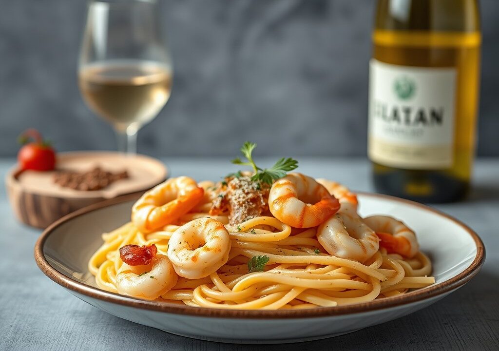 Pasta met Scampi — AI-gegenereerde illustratie