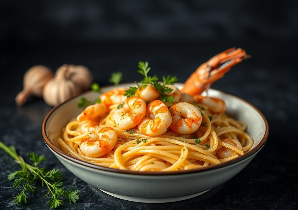 Pasta met Scampi — AI-gegenereerde illustratie