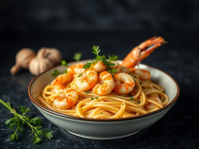 Pasta met Scampi — AI-gegenereerde illustratie