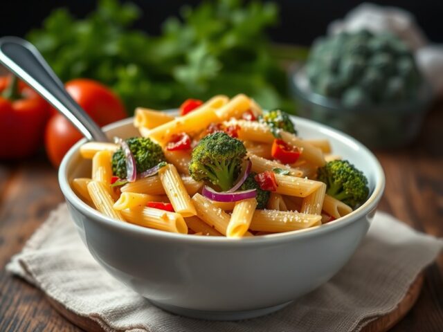 Pasta ovenschotel met broccoli — AI-gegenereerde illustratie