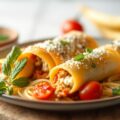 Pasta pijpjes cq rolletjes met kip (cannelloni)