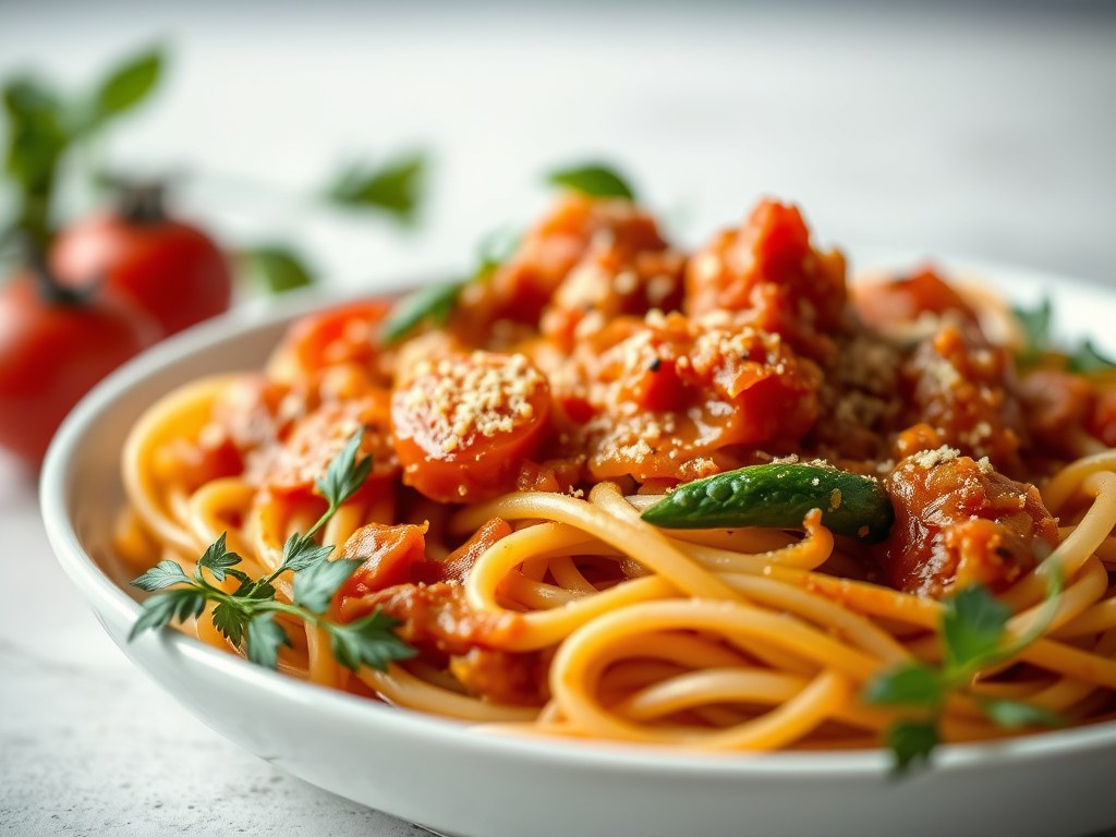 Pasta Saus met Linzen, AI-gegenereerde illustratie