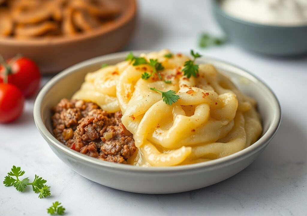 Pastei Tutup (Indische Aardappel-Gehaktschotel) — AI-gegenereerde illustratie