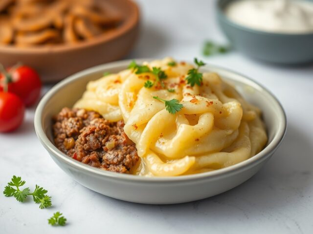 Pastei Tutup (Indische Aardappel-Gehaktschotel) — AI-gegenereerde illustratie