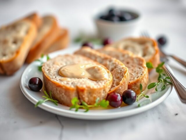 Pate au foie gras met saus Monegask — AI-gegenereerde illustratie
