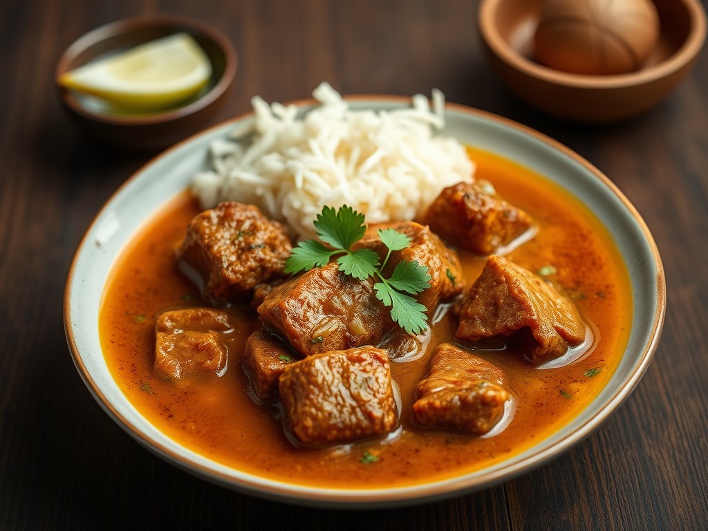 Penang Curry van Rundvlees, AI-gegenereerde illustratie