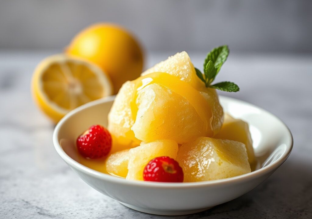 Peren-citroensorbet — AI-gegenereerde illustratie