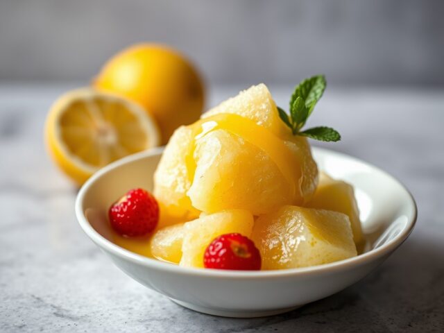 Peren-citroensorbet — AI-gegenereerde illustratie