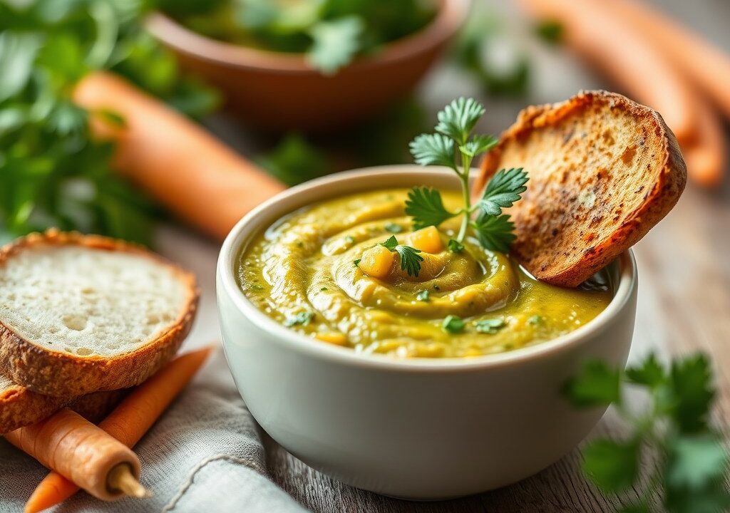 Pesto-doperwtjessoep, AI-gegenereerde illustratie