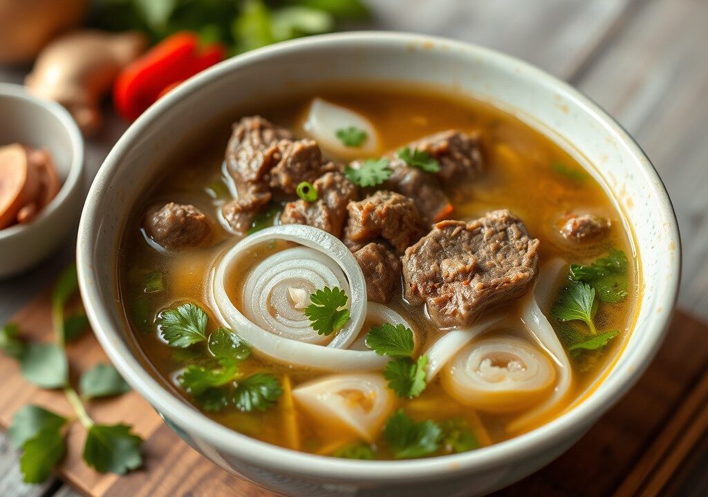 Pho Bo (Vietnamese Noedelsoep met Rundvlees), AI-gegenereerde illustratie
