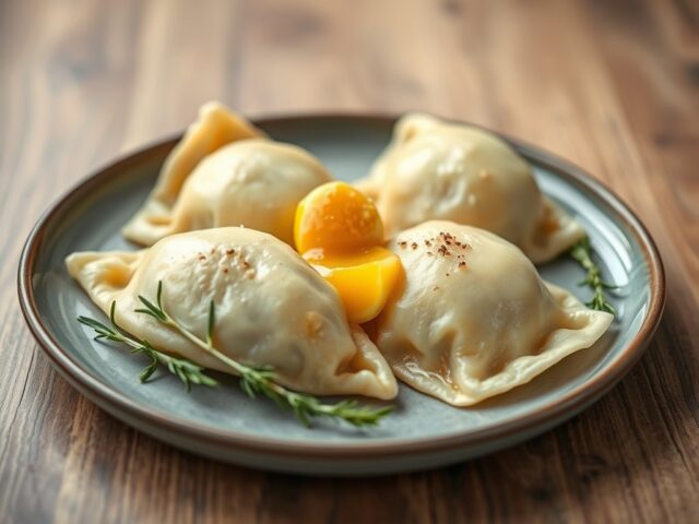Pierogi met vlees vulling — AI-gegenereerde illustratie