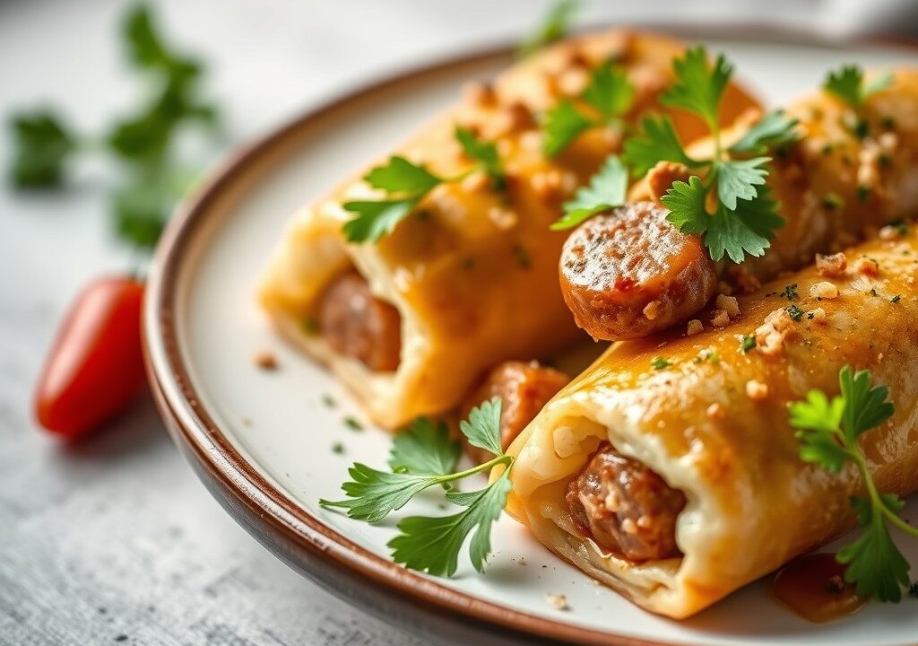 Pietenpakjes met saucijzengehakt — AI-gegenereerde illustratie