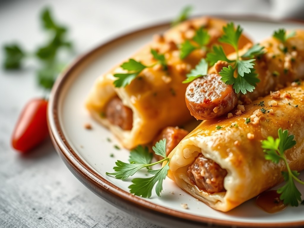 Pietenpakjes met saucijzengehakt, AI-gegenereerde illustratie