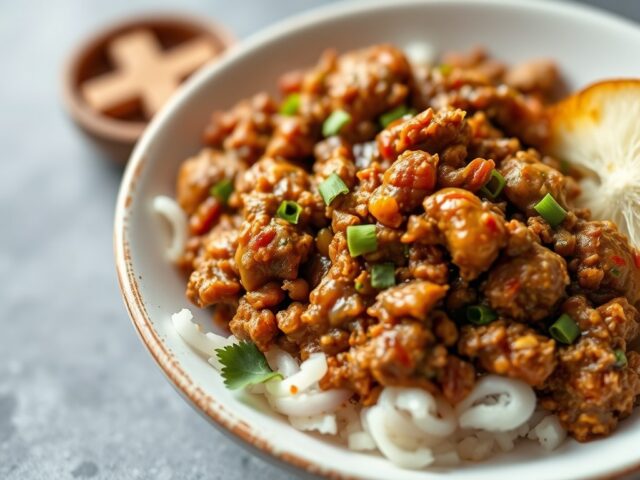 Pikante Indische gehaktsaus — AI-gegenereerde illustratie