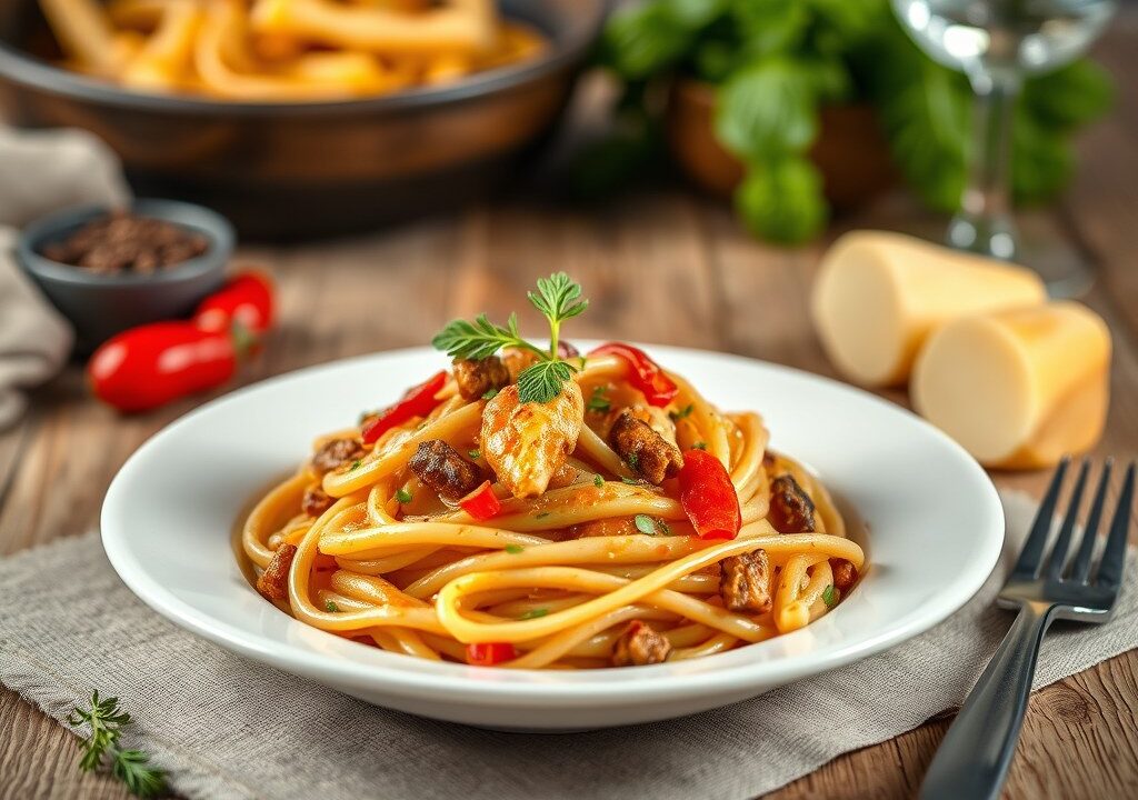 Pikante tempé en andijvie-pastinaakrisotto — AI-gegenereerde illustratie