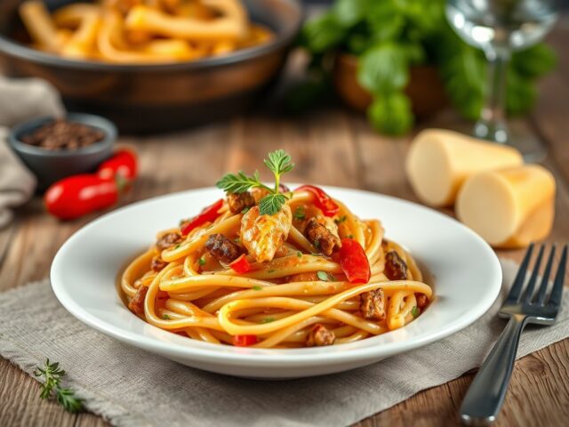 Pikante tempé en andijvie-pastinaakrisotto — AI-gegenereerde illustratie