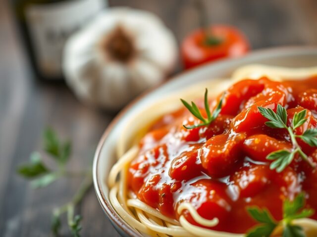 Pikante Tomatensaus — AI-gegenereerde illustratie