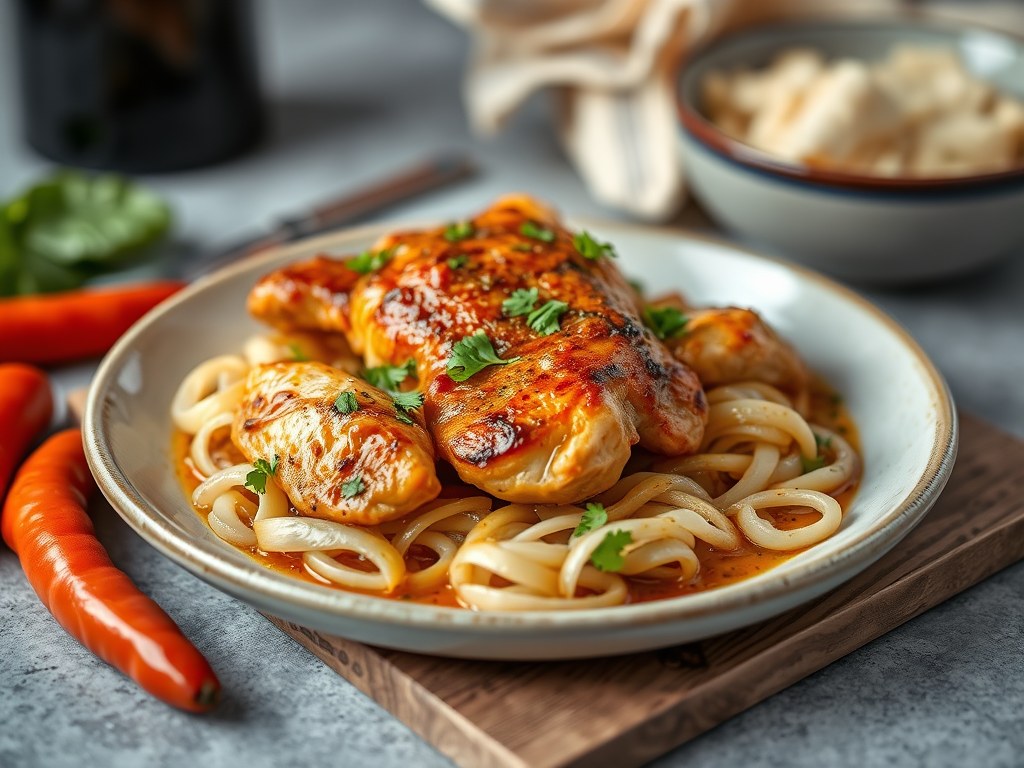 Pikante Turkse kip (stoofgerecht), AI-gegenereerde illustratie