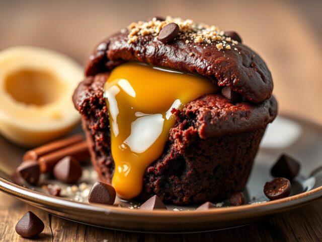 Pindalicious Browniemuffin met pindakaas — AI-gegenereerde illustratie