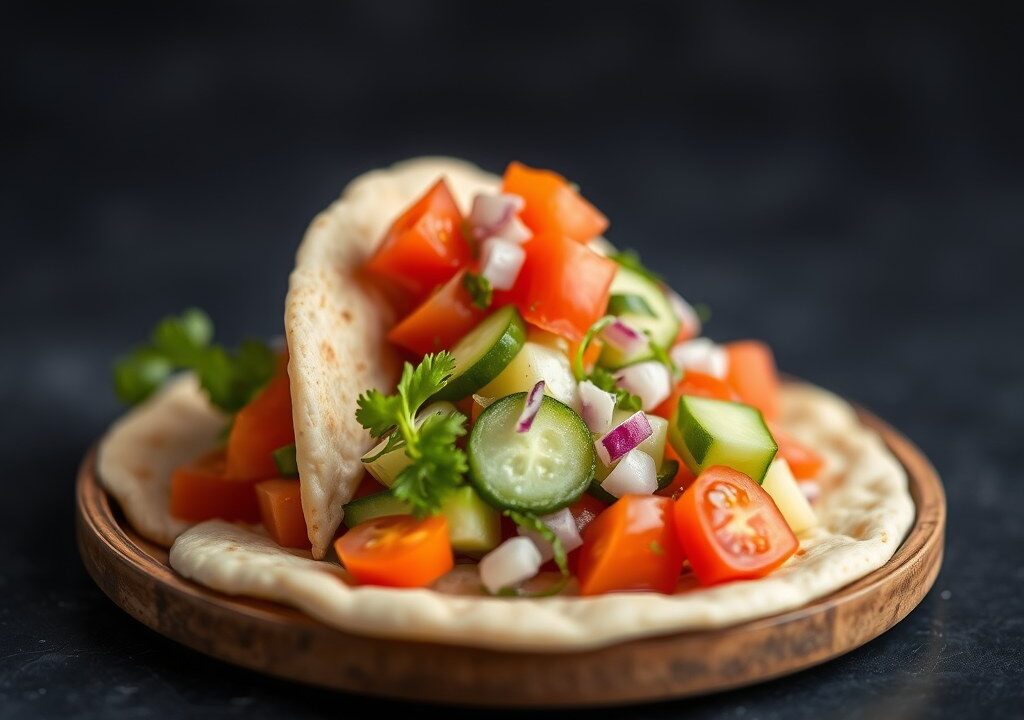 Pitabroodjes gevuld met salade — AI-gegenereerde illustratie